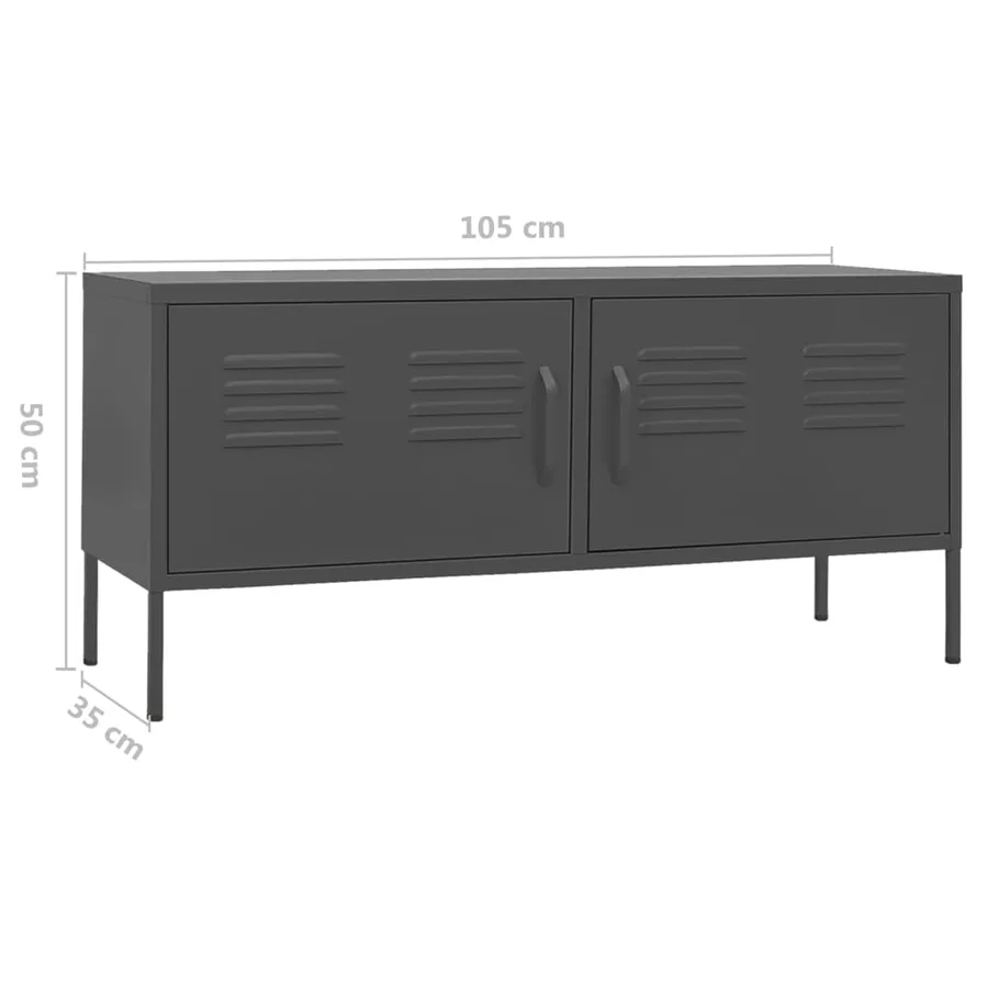 Meuble TV Anthracite 105x35x50 cm Acier - 9