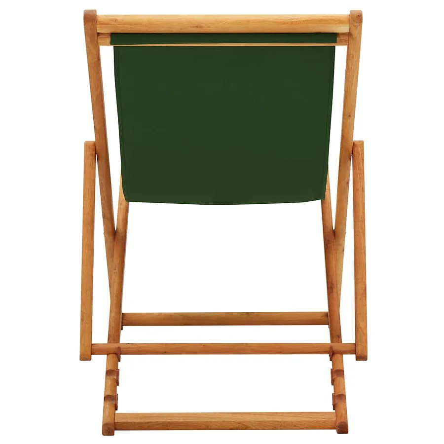 Chaise pliable de plage bois d'eucalyptus et tissu vert - 5