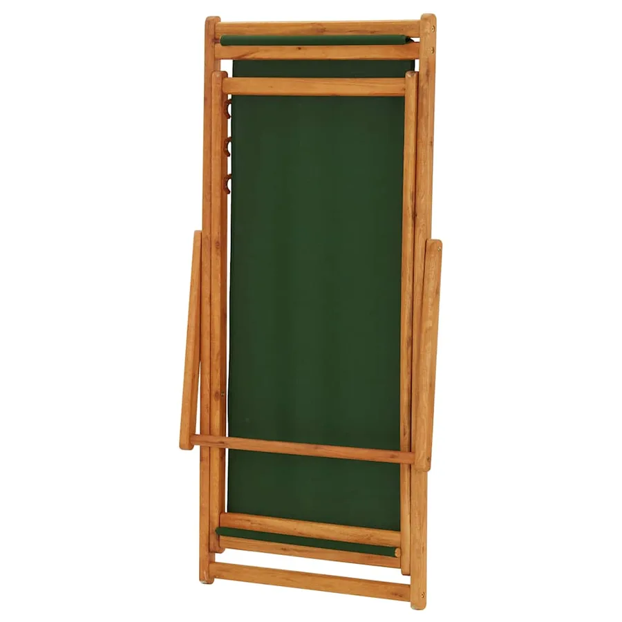 Chaise pliable de plage bois d'eucalyptus et tissu vert - 6