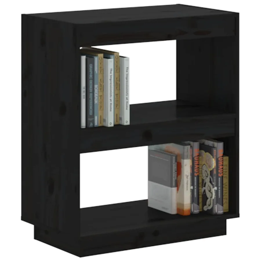 Bibliothèque Noir 60x35x71 cm Bois de pin massif - 4