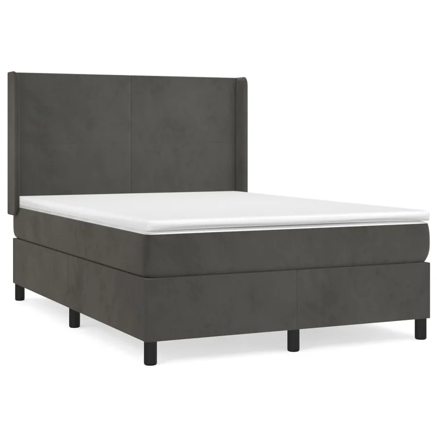Sommier à lattes de lit et matelas Gris foncé 140x190cm Velours - 2