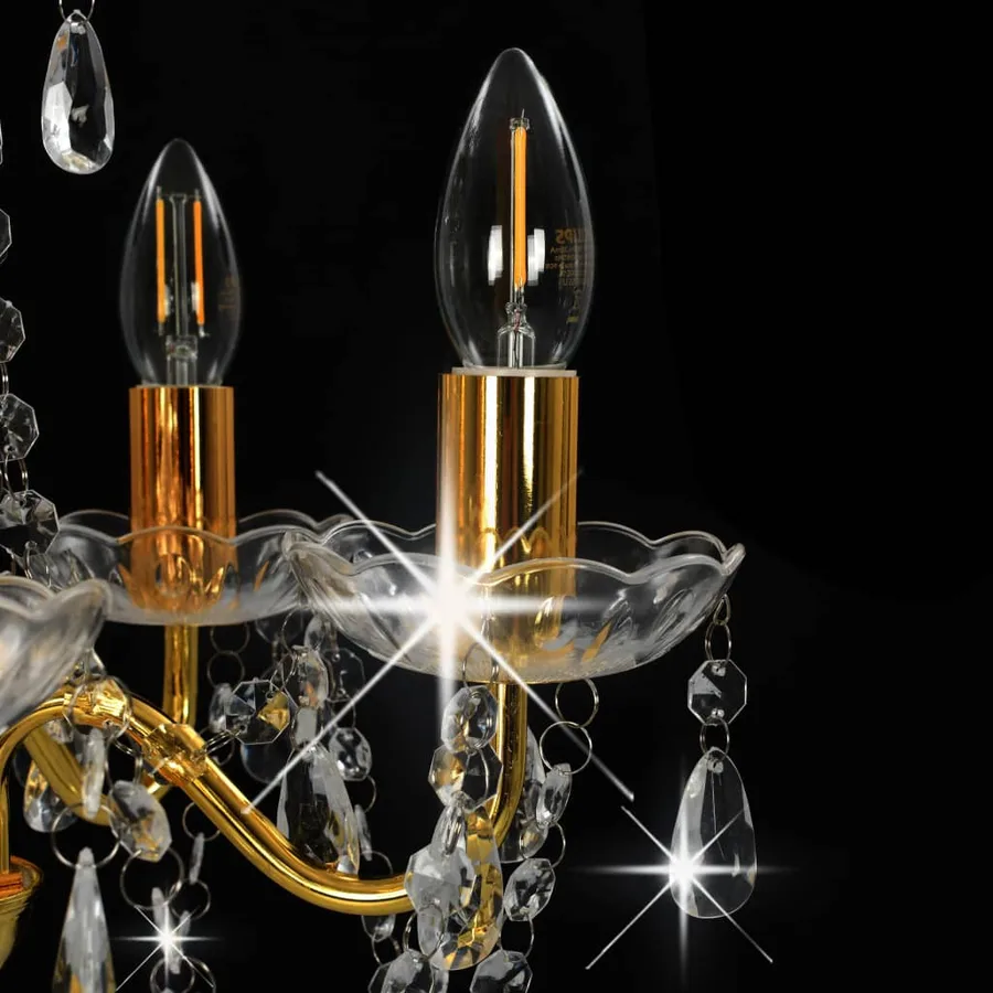 Lustre avec perles de cristal Doré Rond 5 x E14 - 5