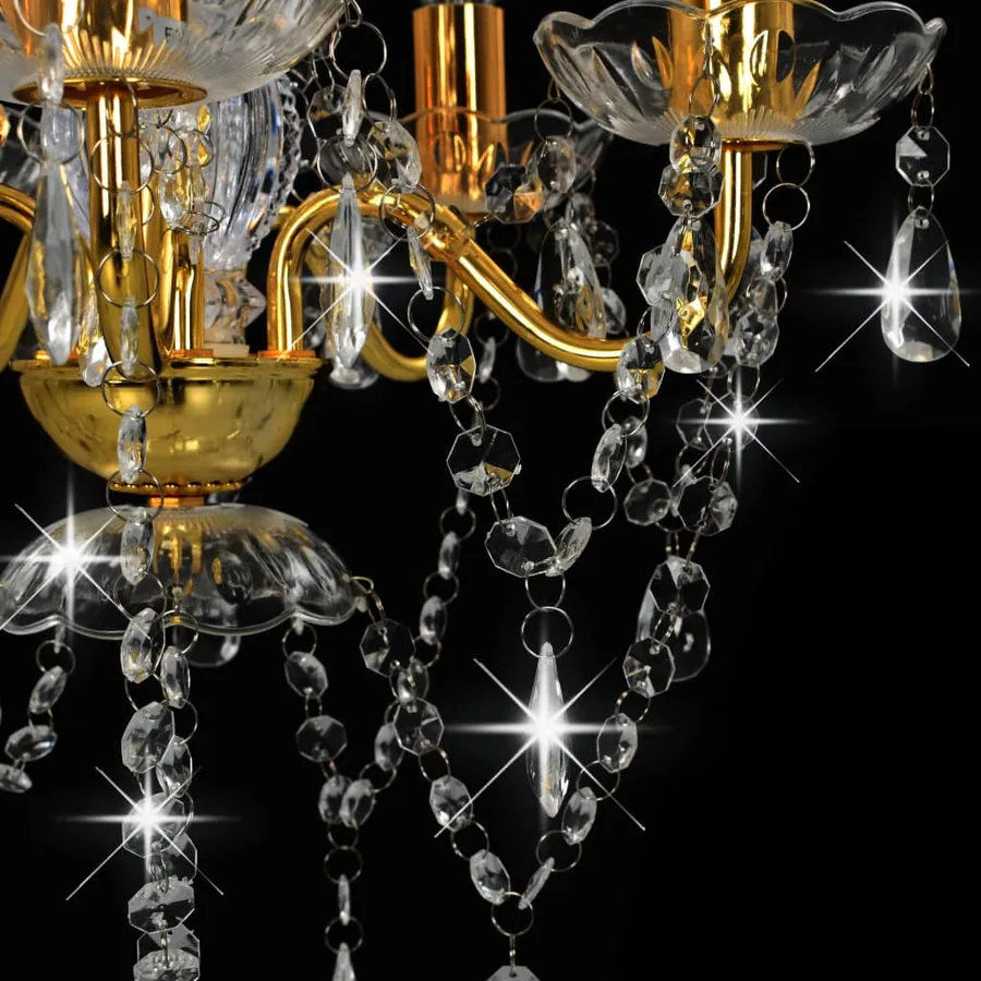 Lustre avec perles de cristal Doré Rond 5 x E14 - 6