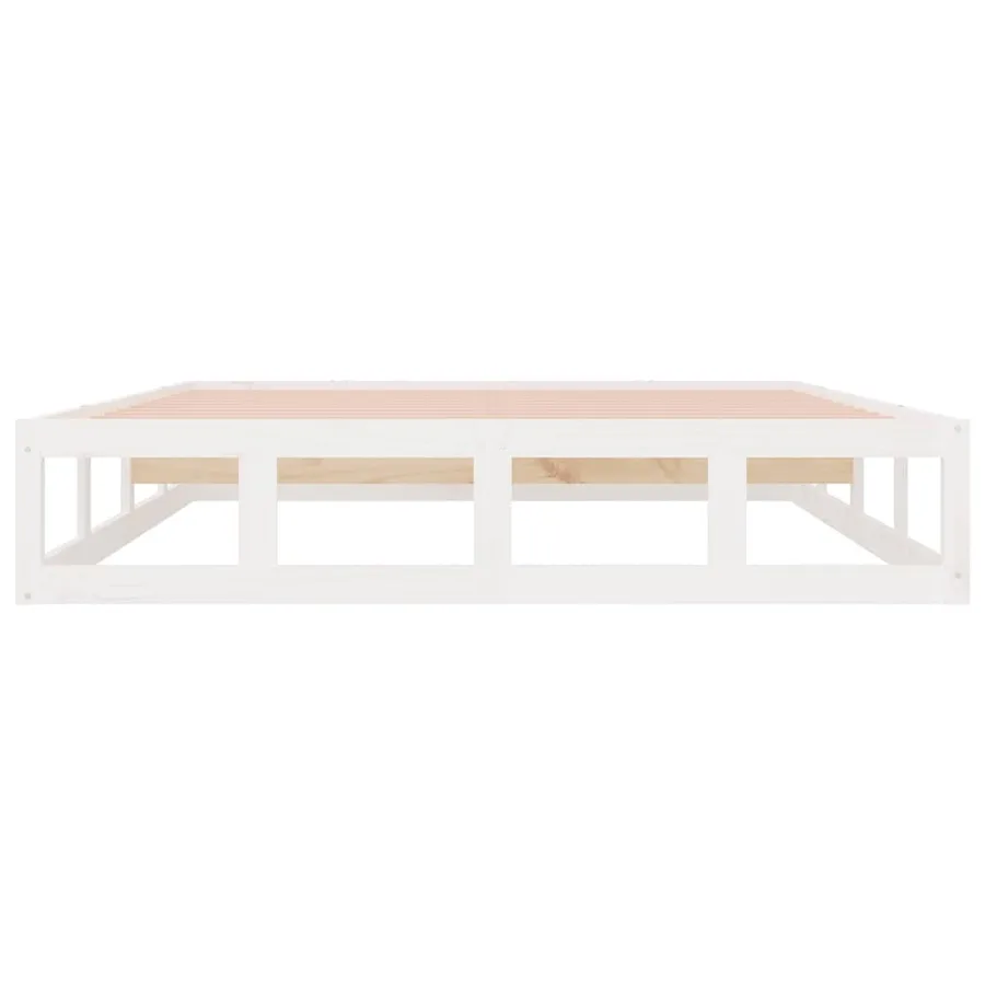 Cadre de lit sans matelas blanc 120x200 cm bois massif - 5