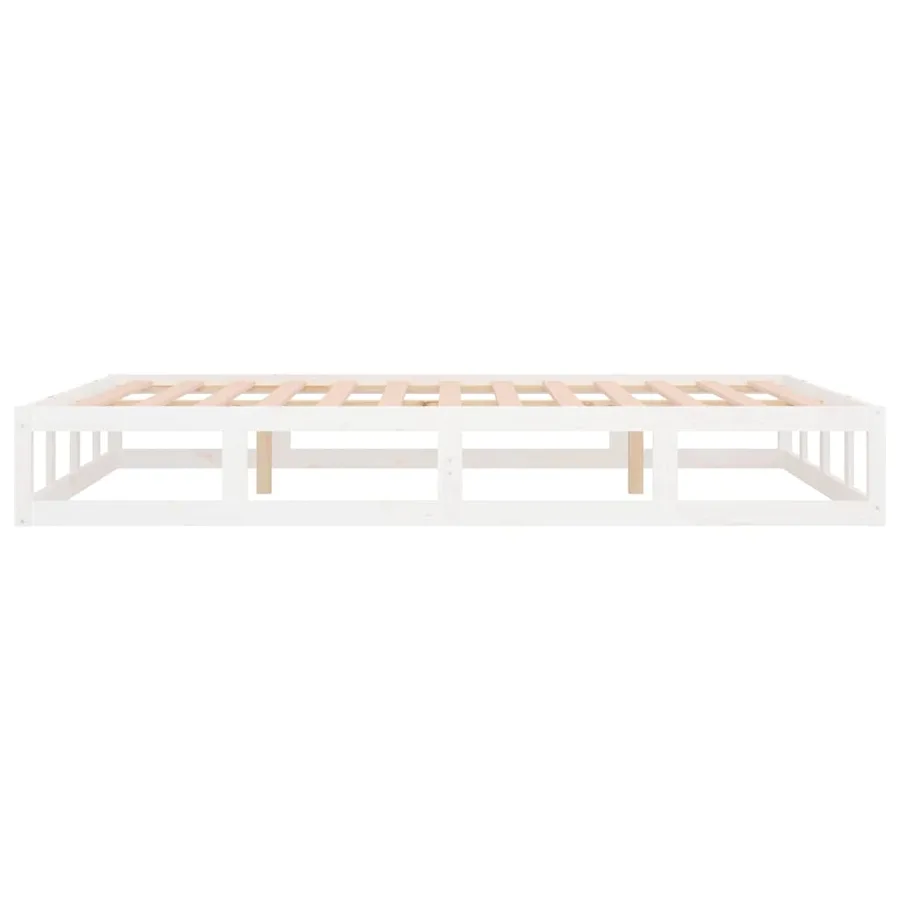 Cadre de lit sans matelas blanc 120x200 cm bois massif - 7