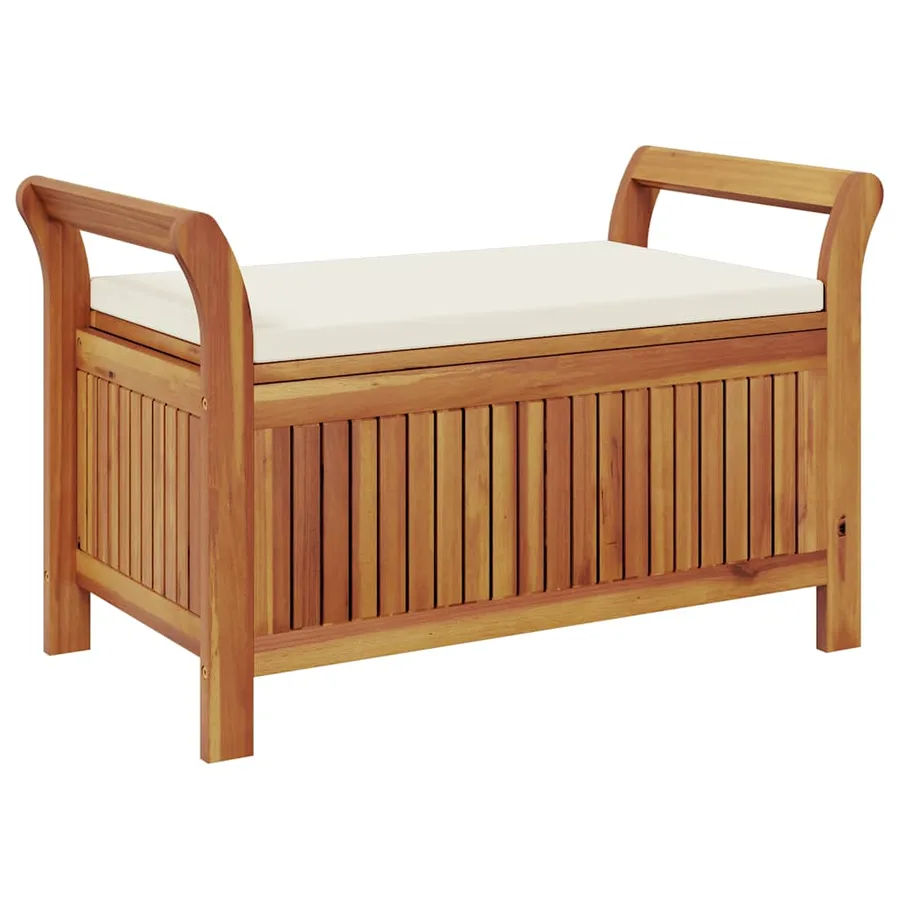 Banc de rangement de jardin avec coussin 91 cm Bois d'acacia - 8