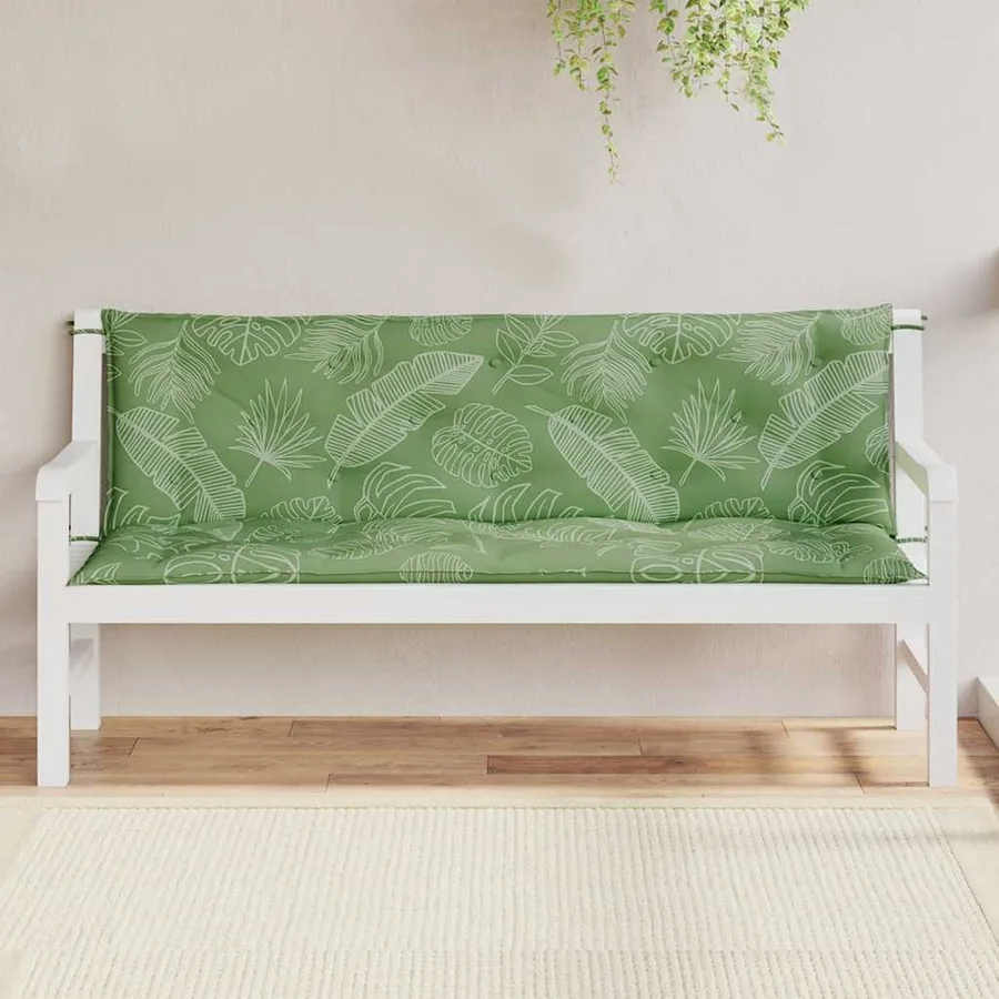 Coussins de banc de jardin lot de 2 motif de feuilles tissu - 3