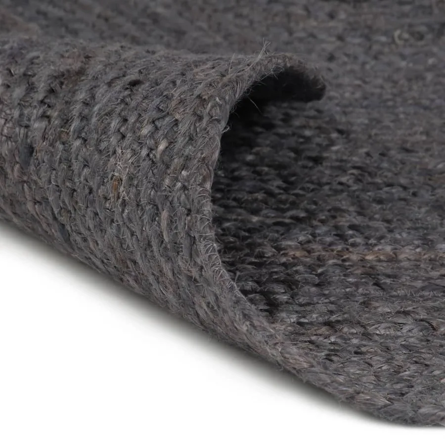 Tapis fait à la main Jute Rond 210 cm Gris foncé - 2