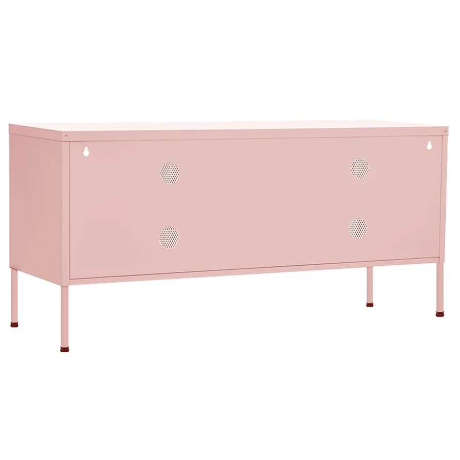 Meuble TV Rose 105x35x50 cm Acier - 5