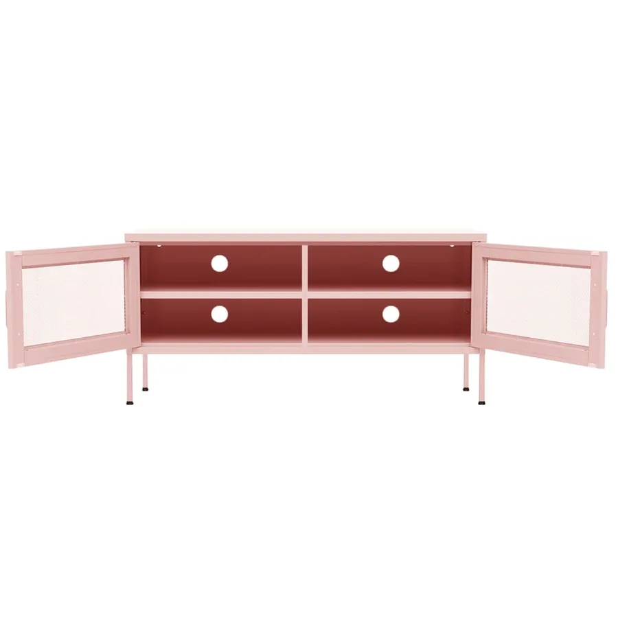 Meuble TV Rose 105x35x50 cm Acier - 6