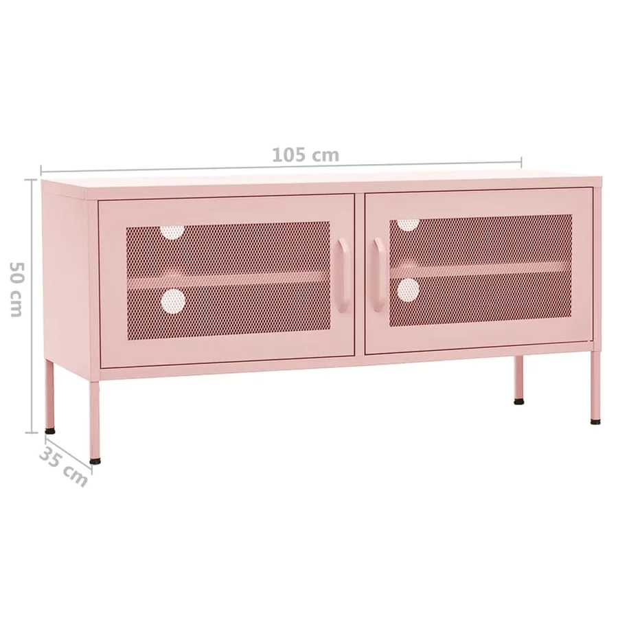Meuble TV Rose 105x35x50 cm Acier - 9