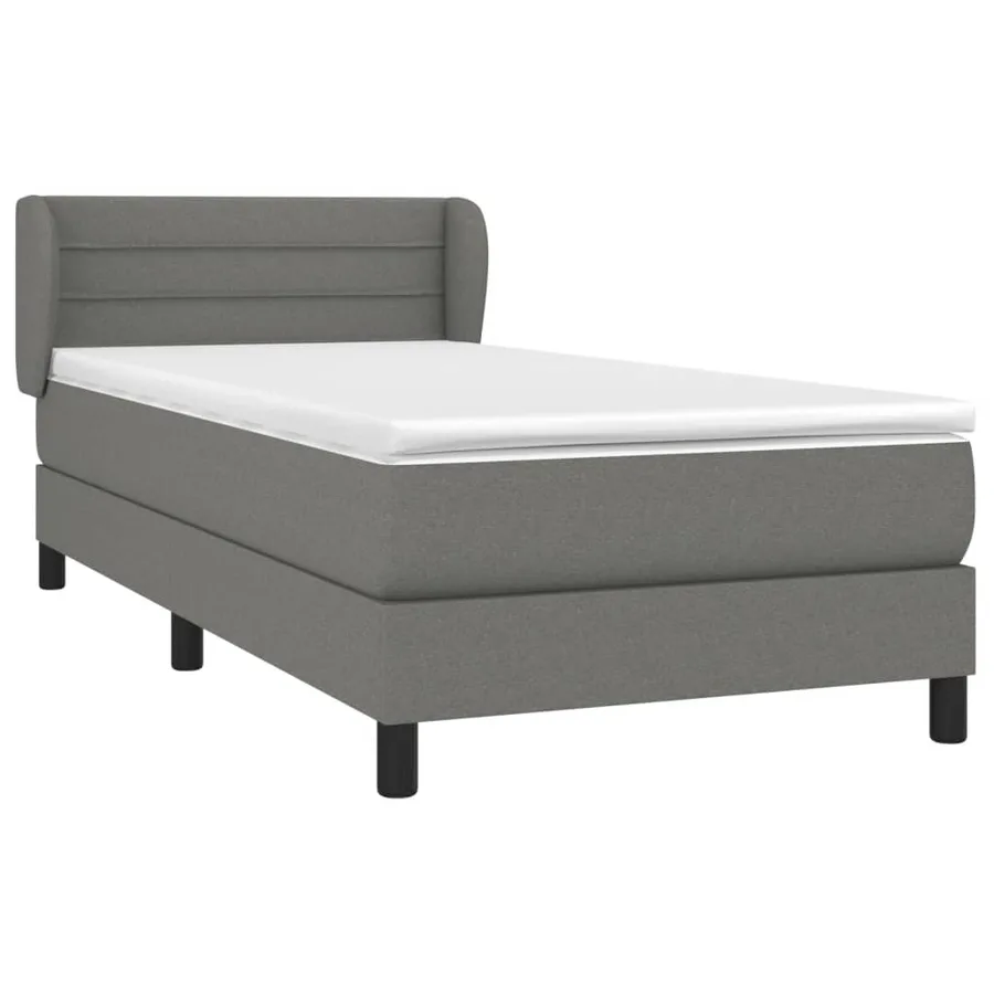 Sommier à lattes de lit avec matelas Gris foncé 90x200 cm Tissu - 3
