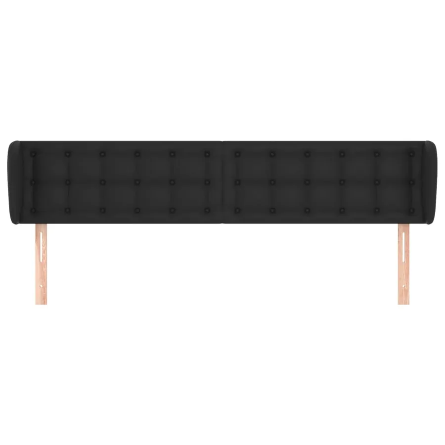 Tête de lit avec oreilles Noir 203x23x78/88 cm Similicuir - 3