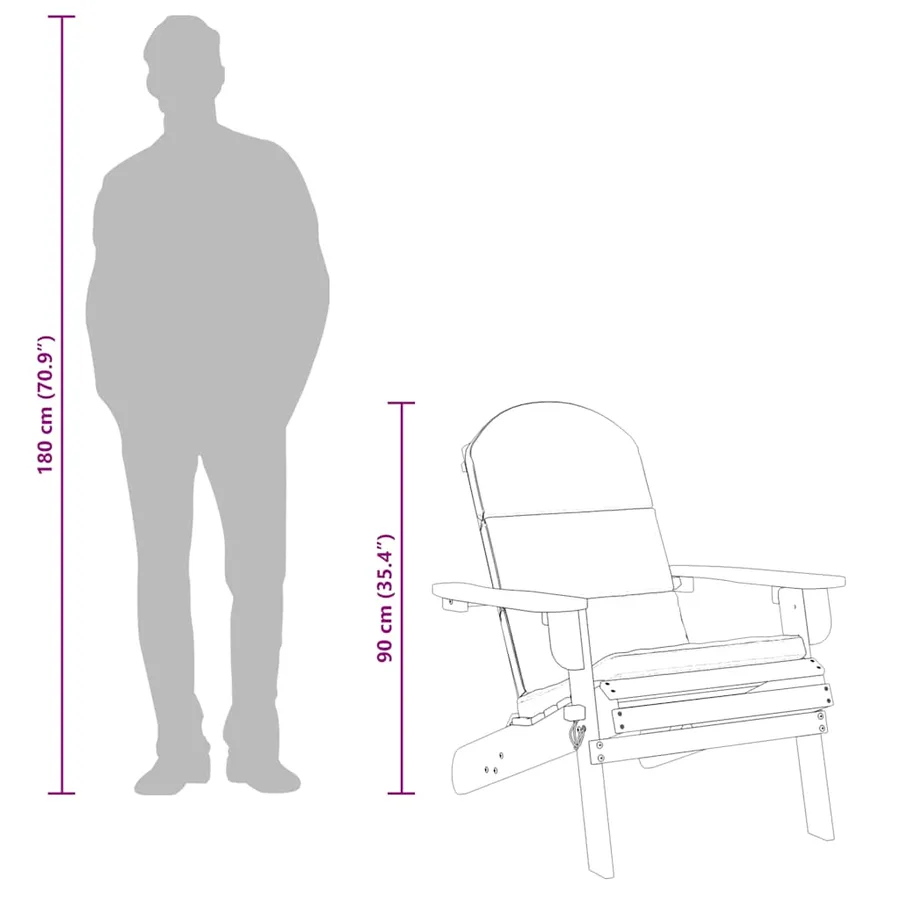 Chaise de jardin Adirondack avec coussins bois massif d'acacia - 10