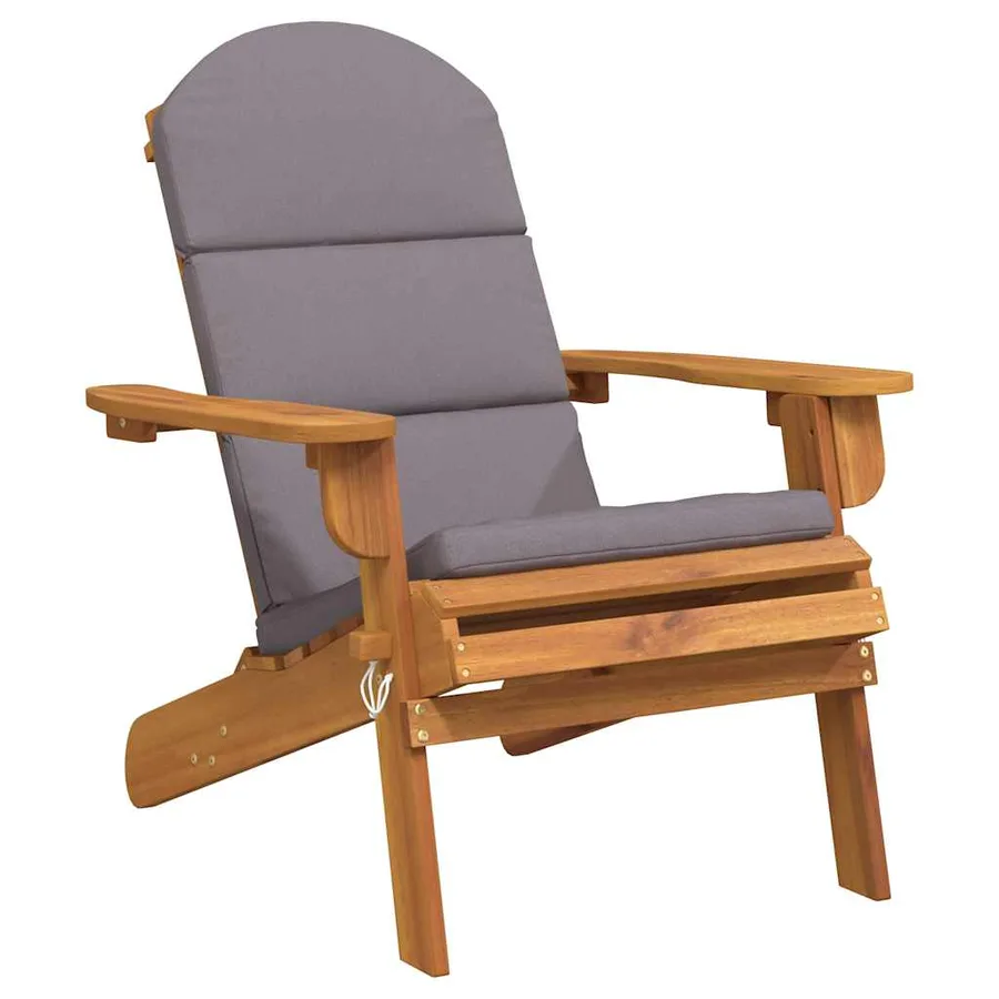 Chaise de jardin Adirondack avec coussins bois massif d'acacia - 2