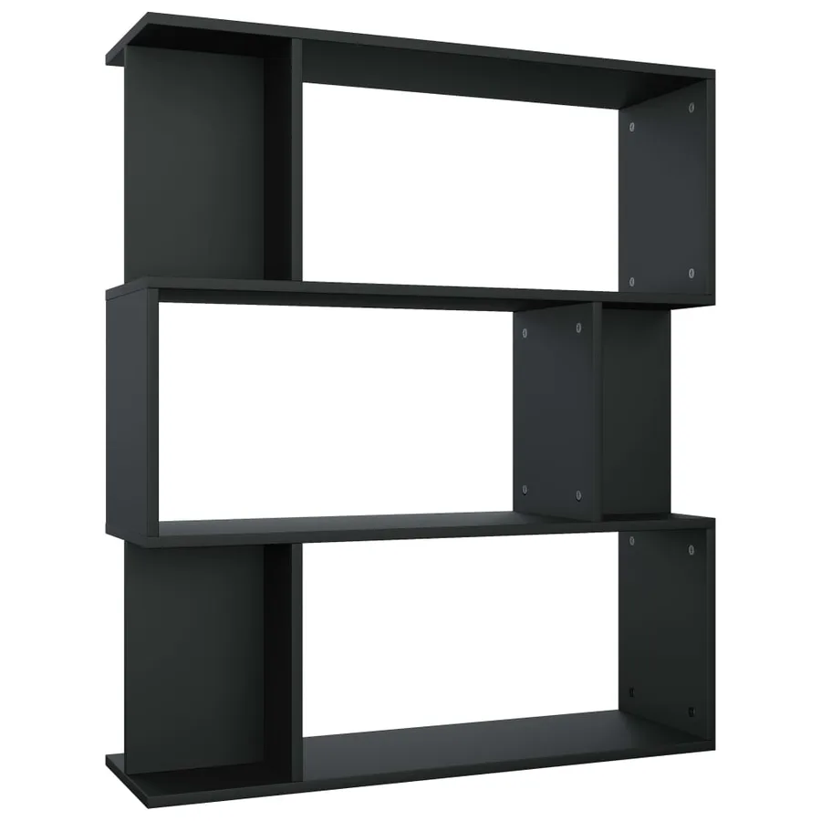 Bibliothèque/Cloison Noir 80x24x96 cm cm Bois d'ingénierie - 2
