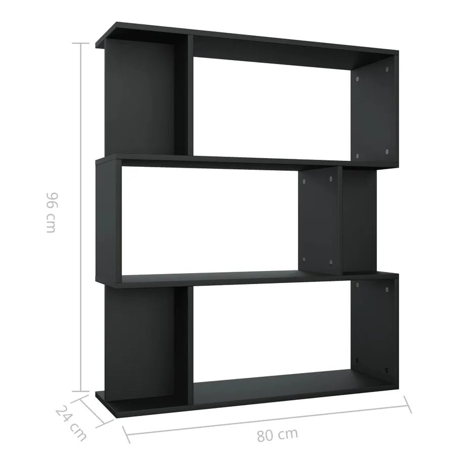 Bibliothèque/Cloison Noir 80x24x96 cm cm Bois d'ingénierie - 8