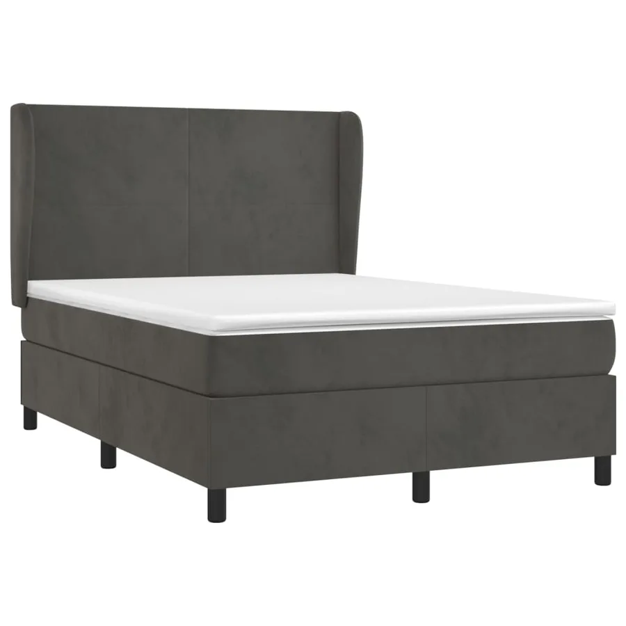 Sommier à lattes de lit et matelas Gris foncé 140x190cm Velours - 3