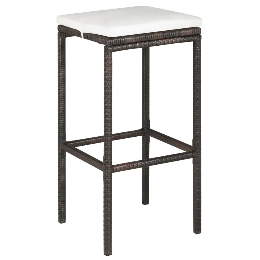 Ensemble de bar de jardin 5 pcs coussins Résine tressée Marron - 5