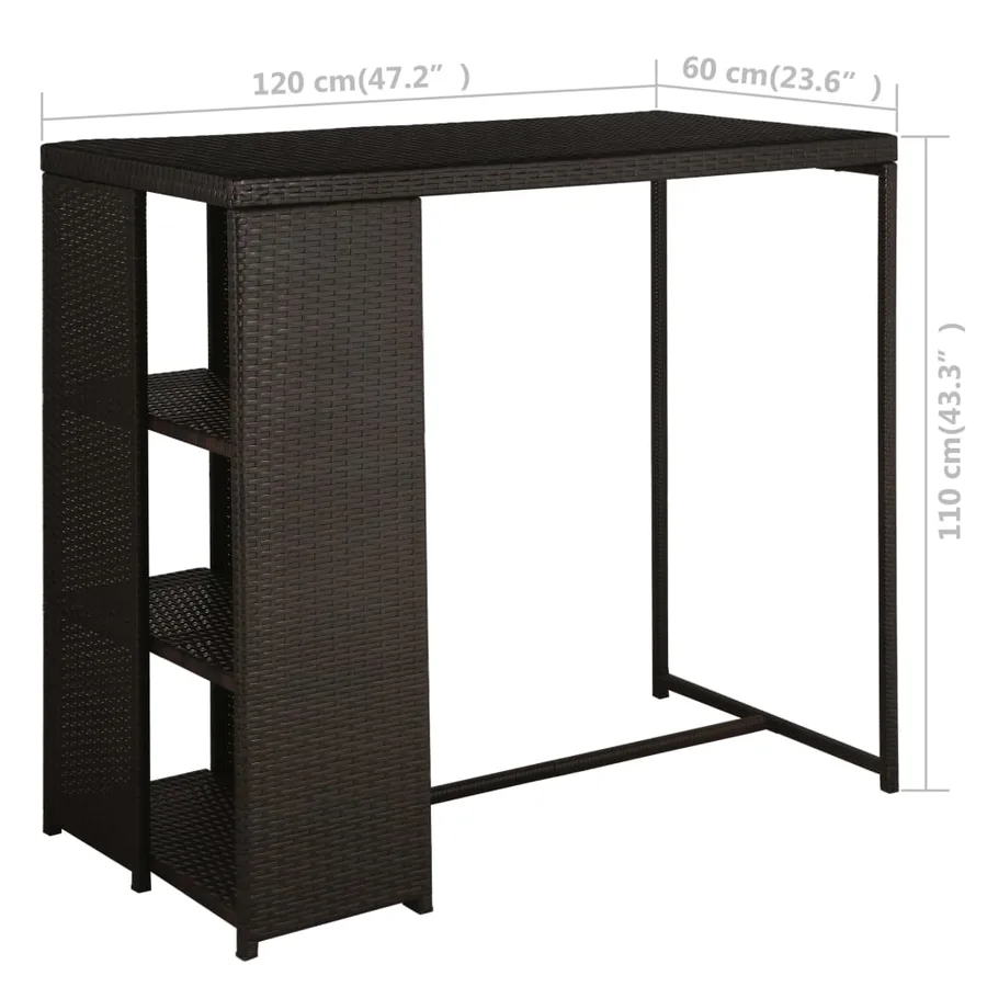 Ensemble de bar de jardin 5 pcs coussins Résine tressée Marron - 7