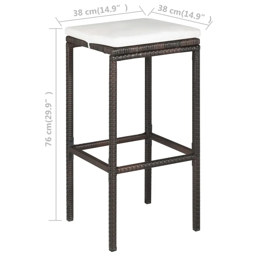 Ensemble de bar de jardin 5 pcs coussins Résine tressée Marron - 8