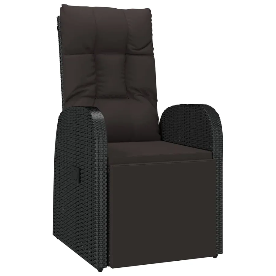 Ensemble à manger de jardin 3 pcs Noir Poly rotin et acacia - 5