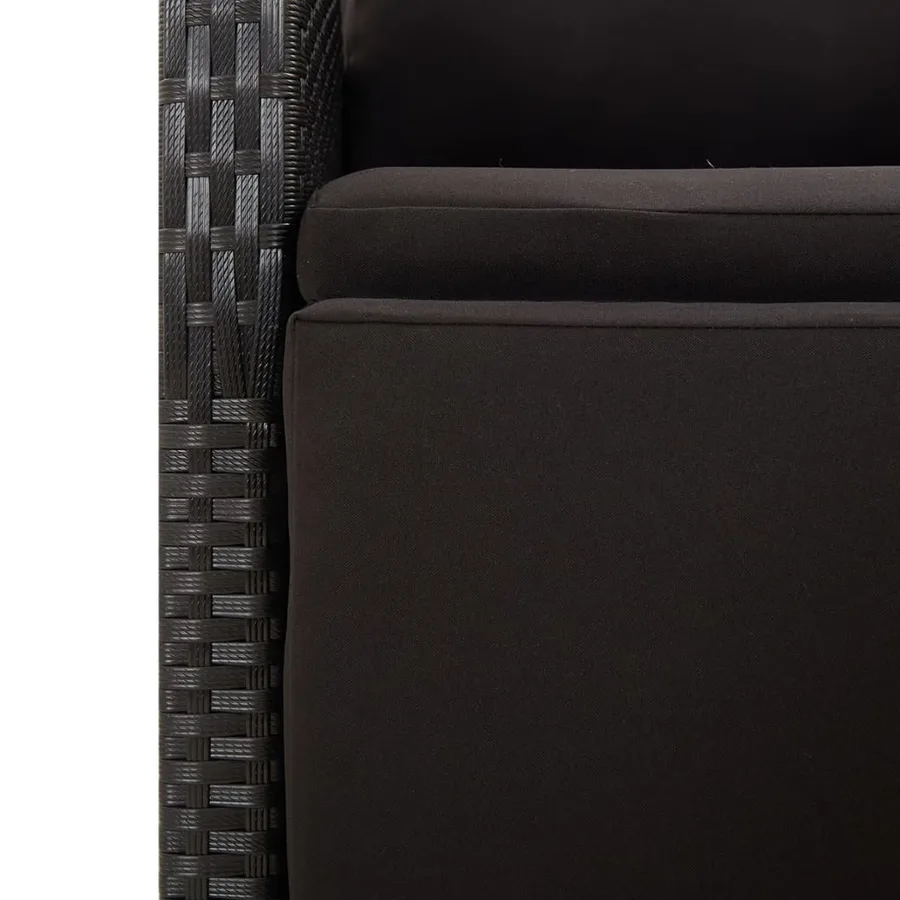 Ensemble à manger de jardin 3 pcs Noir Poly rotin et acacia - 7