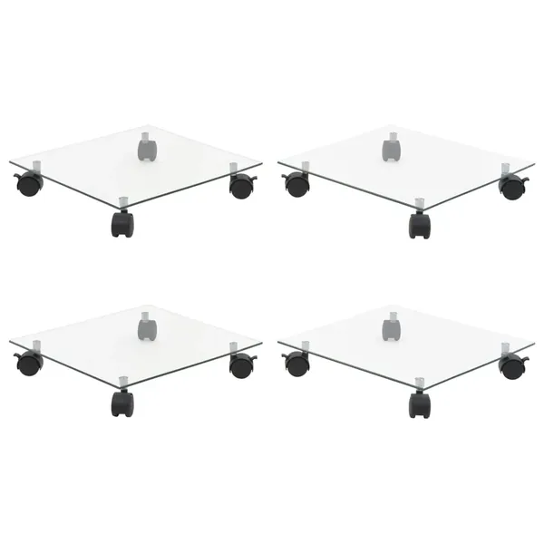 Supports roulants à plantes 4 pcs 35x35 cm Carré Verre trempé
