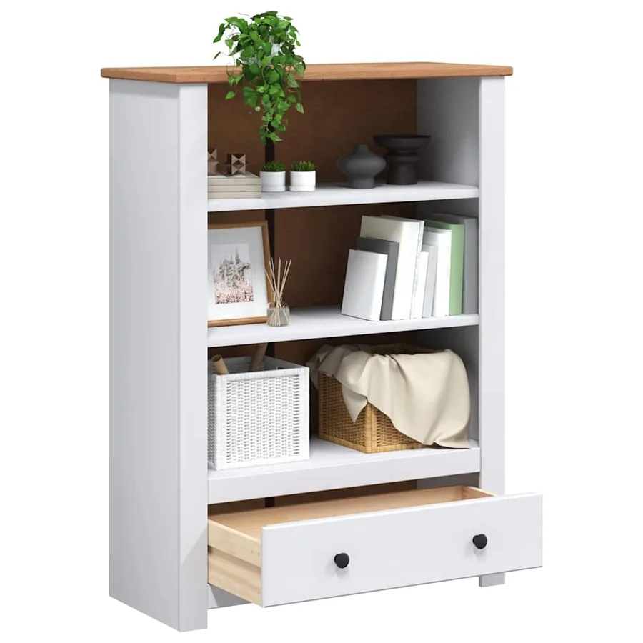Bibliothèque Blanc 80x35x110 cm Pin massif Assortiment Panama - 4