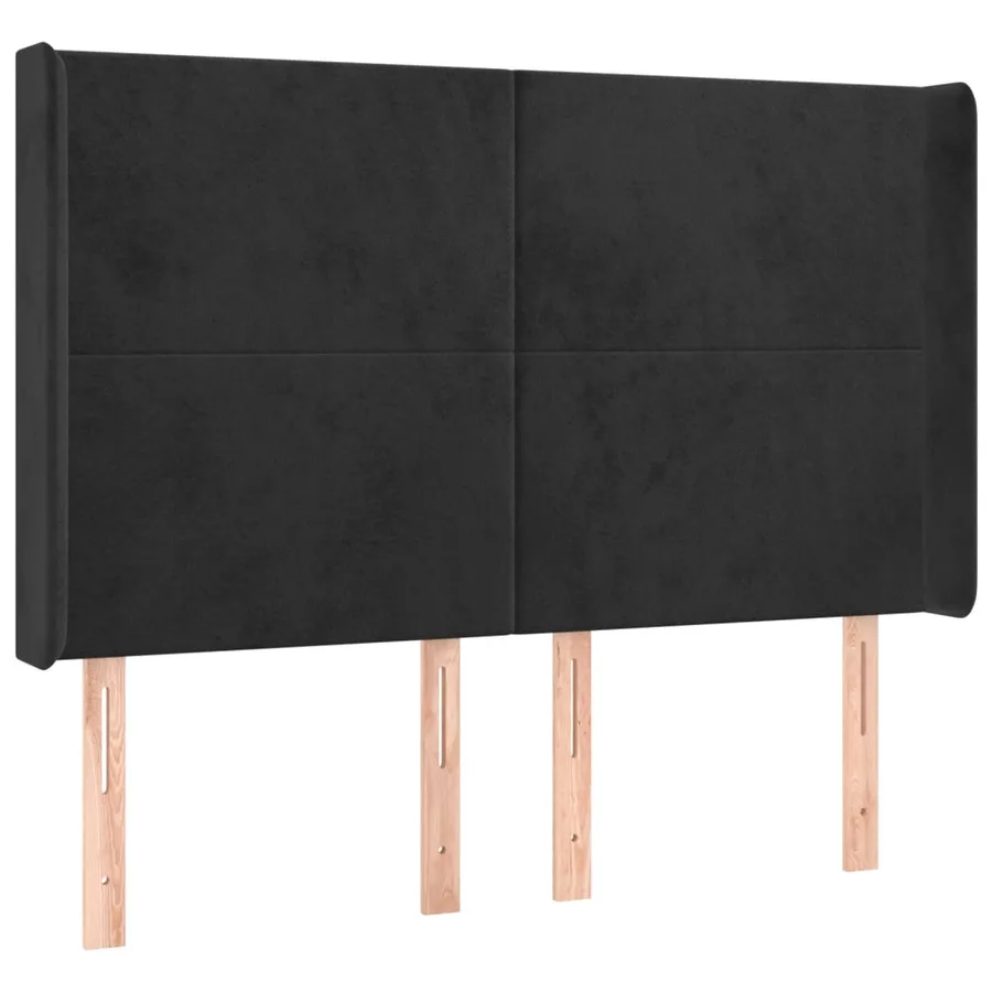 Sommier à lattes de lit matelas et LED Noir 140x190 cm Velours - 7