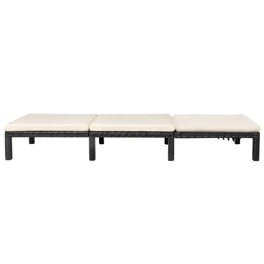 Chaise longue avec coussin Résine tressée Noir - 5