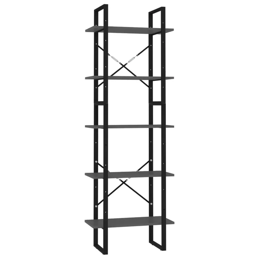 Bibliothèque à 5 niveaux Gris 60x30x175 cm Bois ingénierie - 2