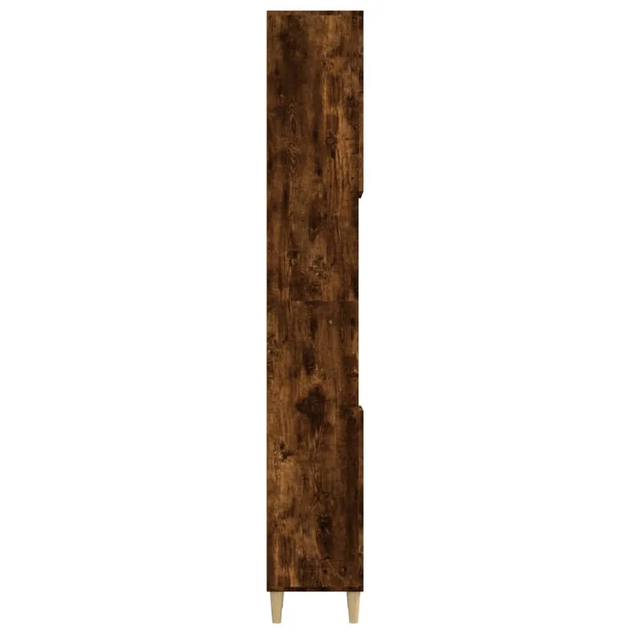Armoire de bain chêne fumé 30x30x190 cm bois d'ingénierie - 8