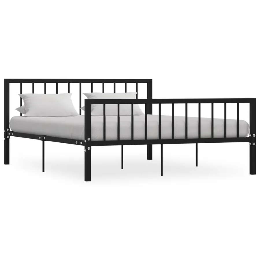 Cadre de lit sans matelas noir métal 160x200 cm