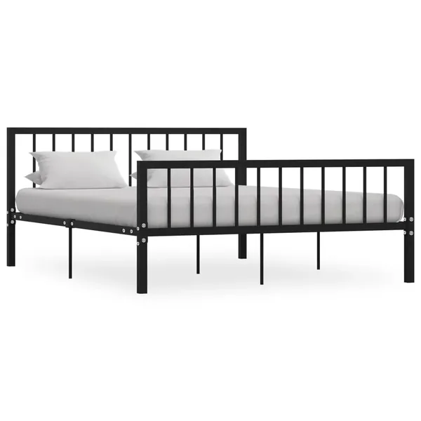Cadre de lit sans matelas noir métal 160x200 cm
