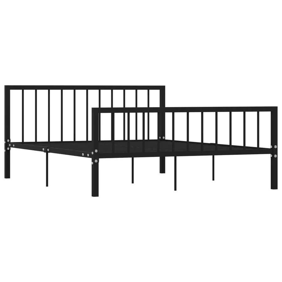 Cadre de lit sans matelas noir métal 160x200 cm - 2
