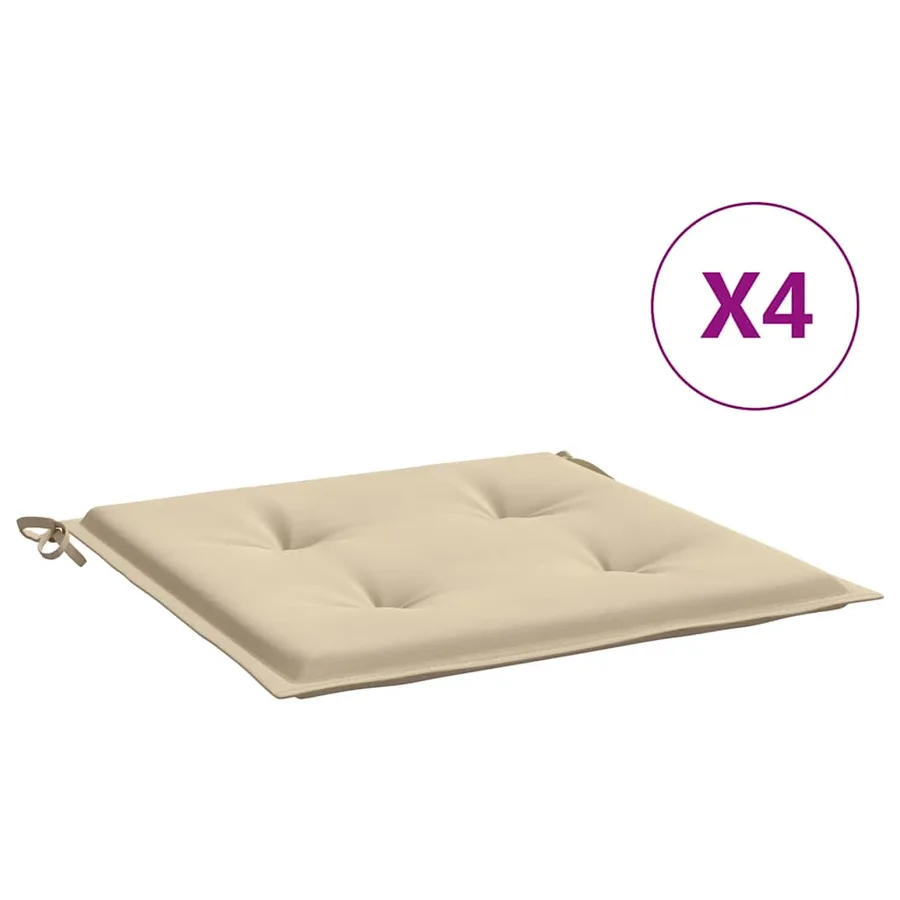 Coussins de chaise jardin lot de 4 beige 40x40x4cm tissu oxford - 2