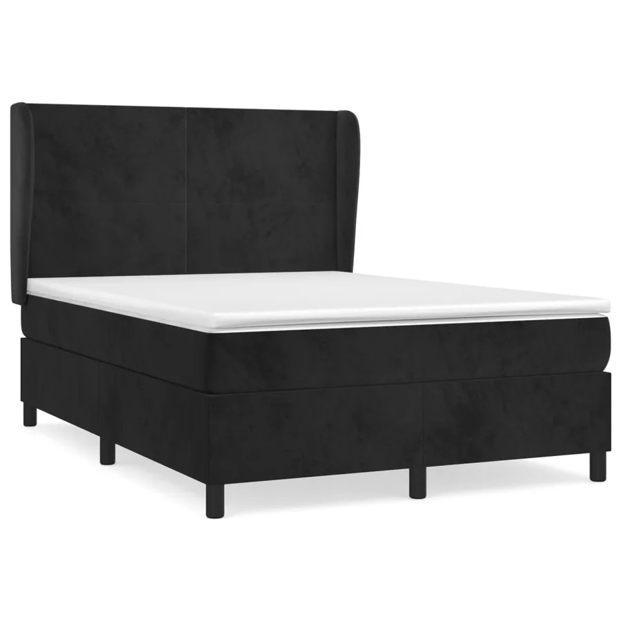 Sommier à lattes de lit avec matelas Noir 140x200 cm Velours - 2
