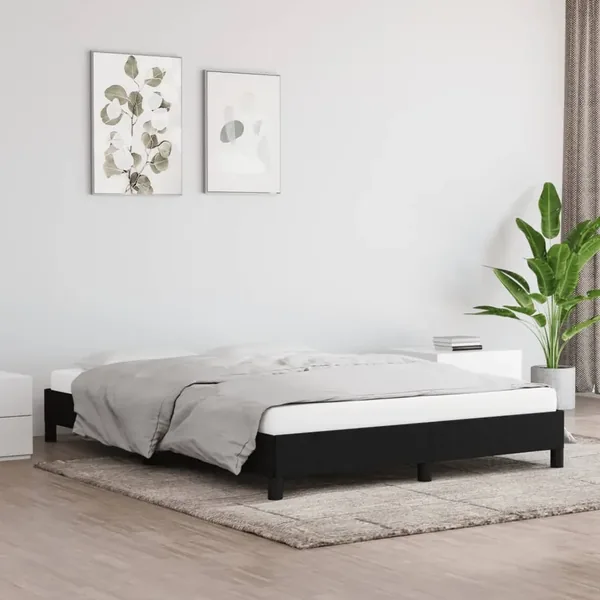 Cadre de lit sans matelas noir 140x200 cm tissu