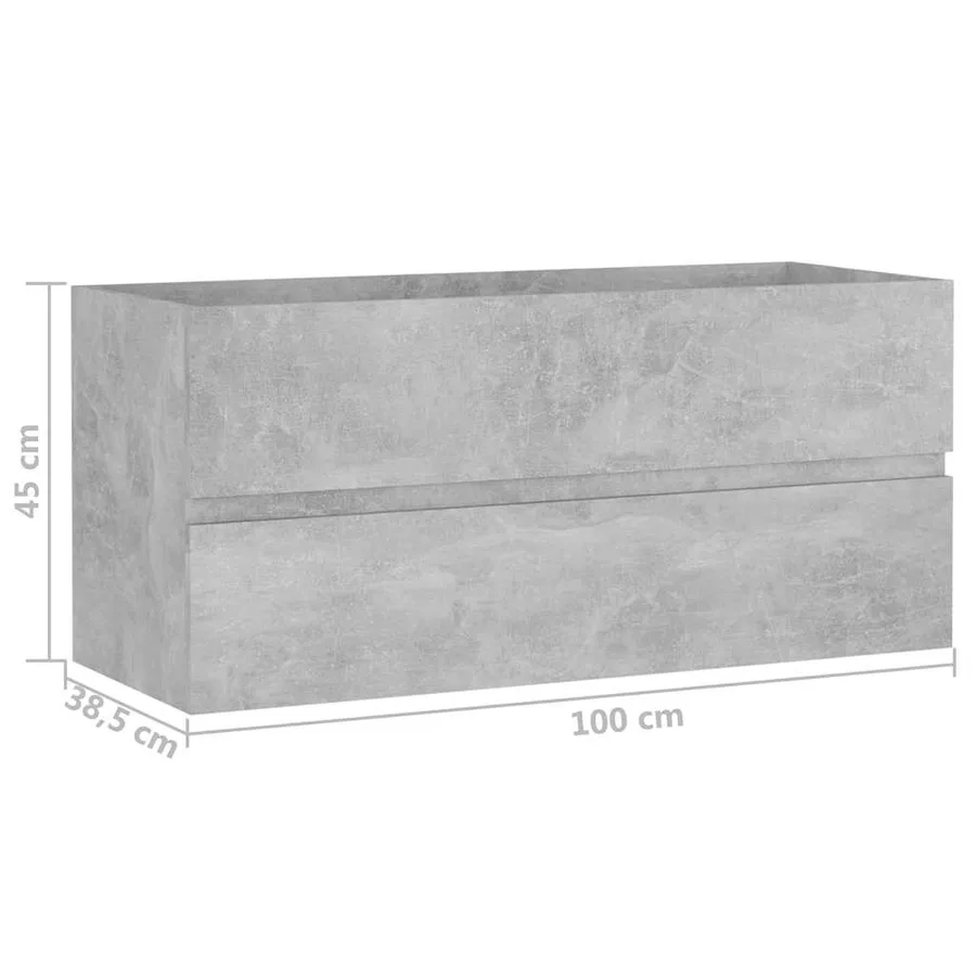 Armoire d'évier avec lavabo intégré Gris béton Aggloméré - 12