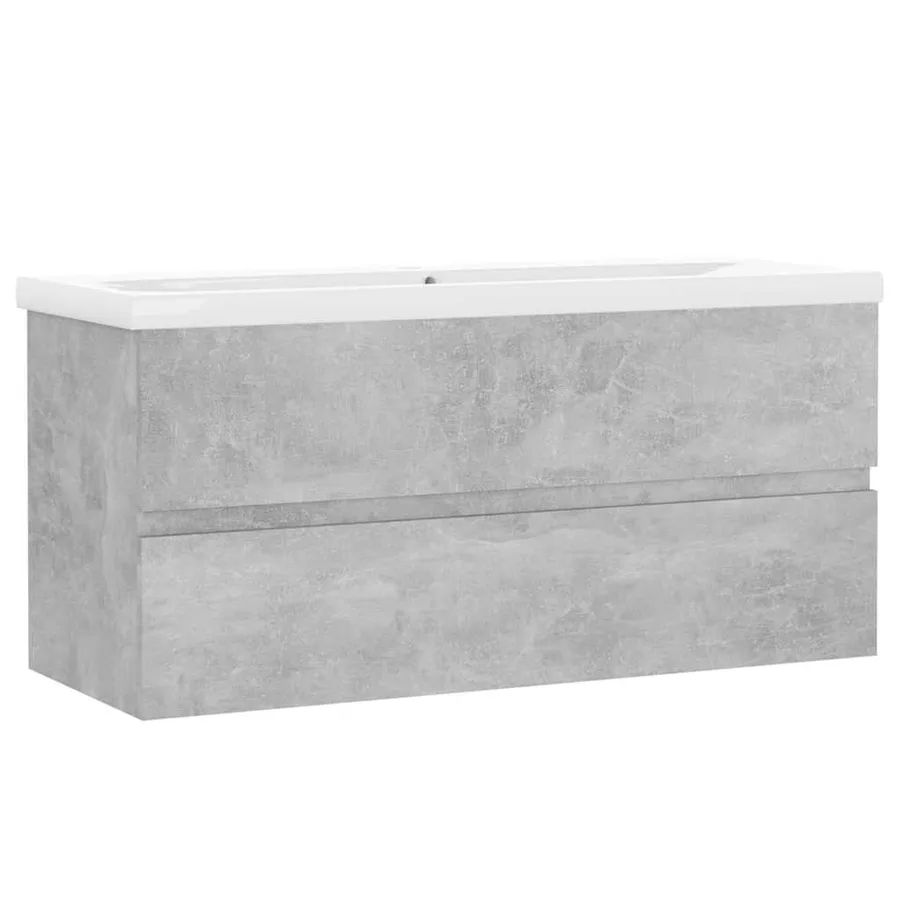 Armoire d'évier avec lavabo intégré Gris béton Aggloméré - 2
