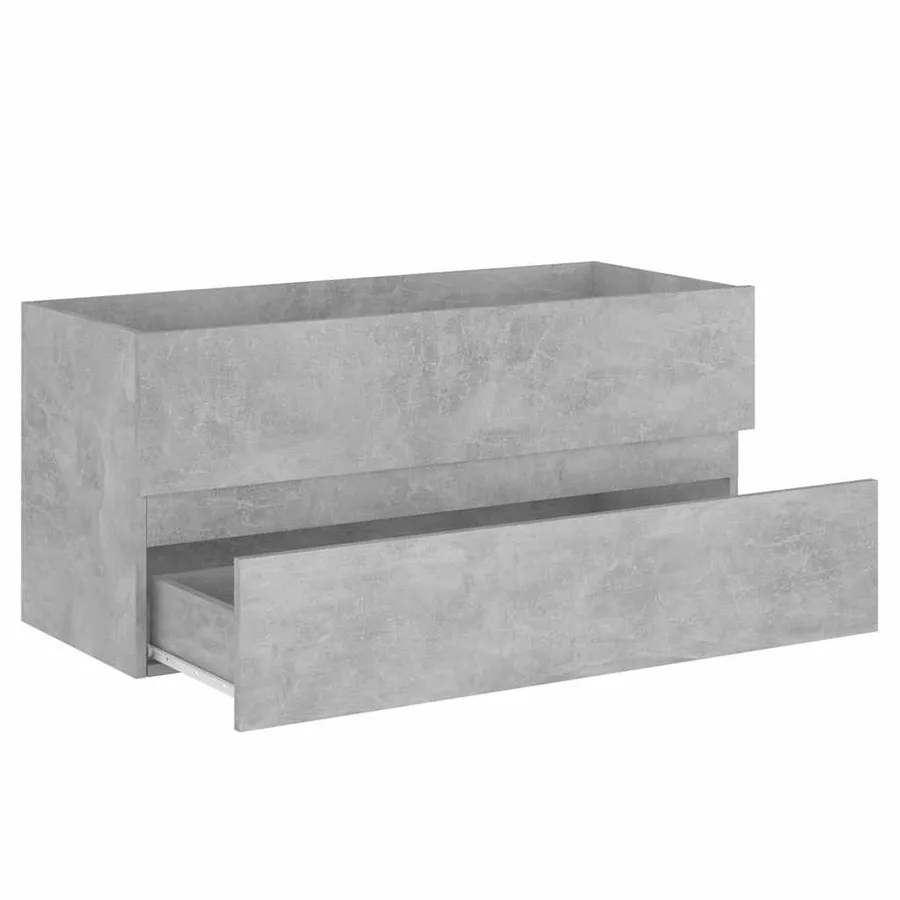 Armoire d'évier avec lavabo intégré Gris béton Aggloméré - 4