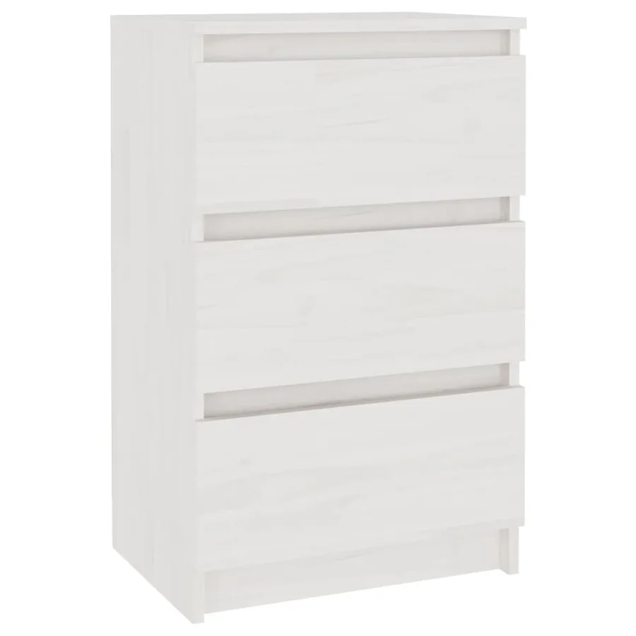 Table de chevet Blanc 40x29,5x64 cm Bois de pin solide - 2