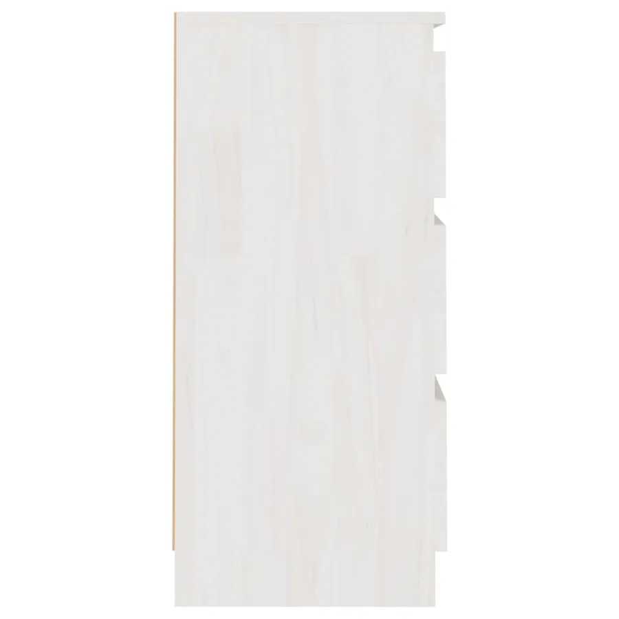 Table de chevet Blanc 40x29,5x64 cm Bois de pin solide - 5