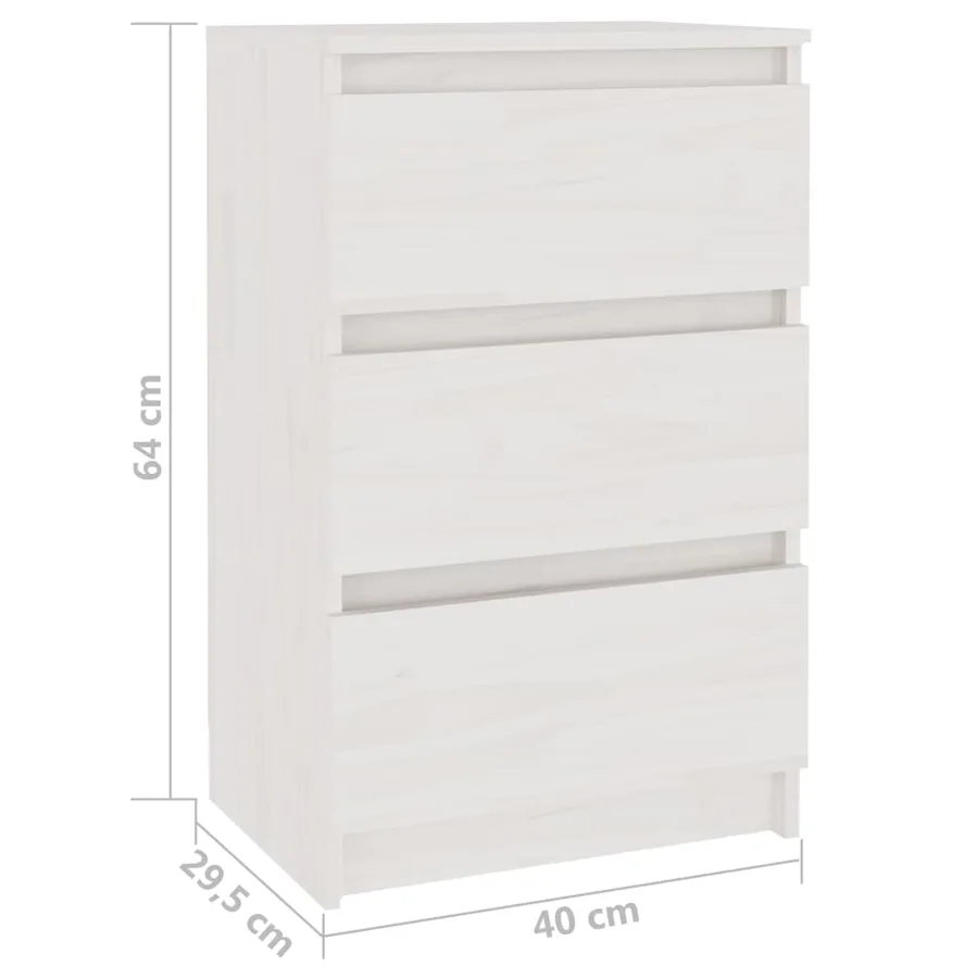 Table de chevet Blanc 40x29,5x64 cm Bois de pin solide - 7