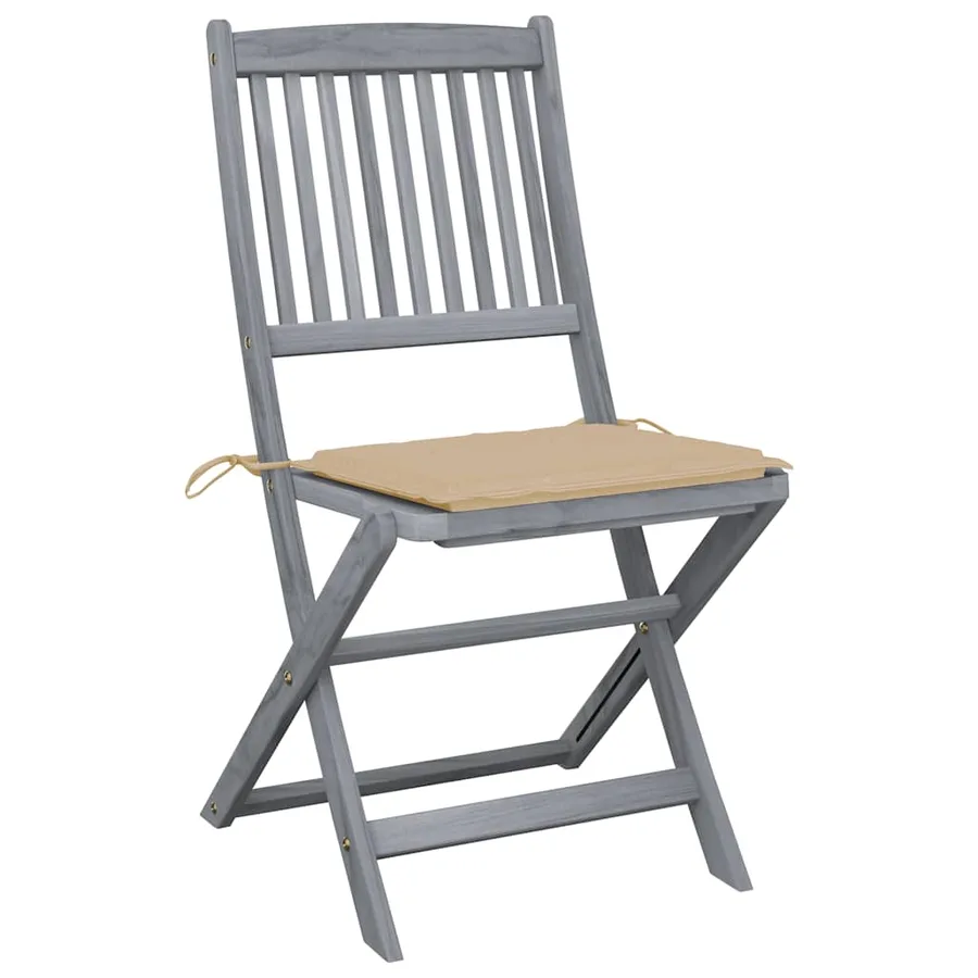 Chaises pliables d'extérieur lot de 4 et coussins Bois d'acacia - 2
