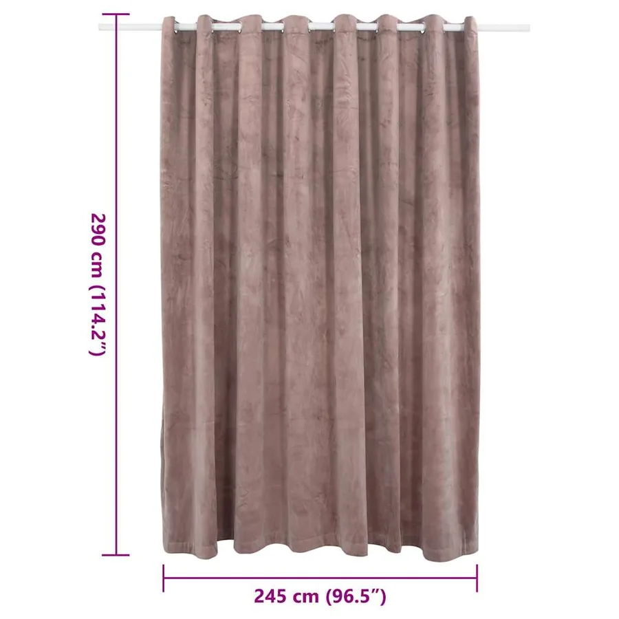 Rideau occultant avec anneaux en métal Velours Rose 290x245 cm - 7