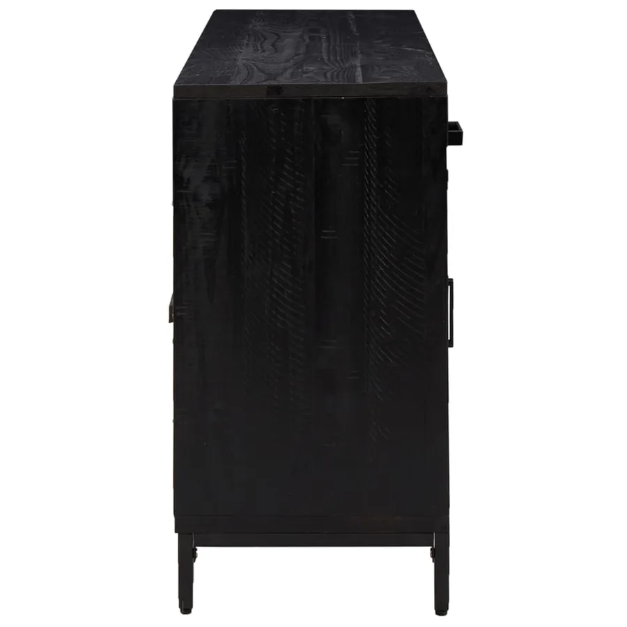 Buffet Noir 110x35x70 cm Bois de pin massif - 5