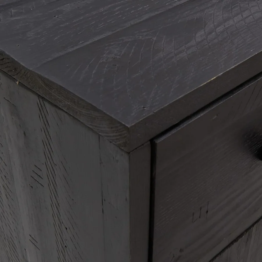 Buffet Noir 110x35x70 cm Bois de pin massif - 6