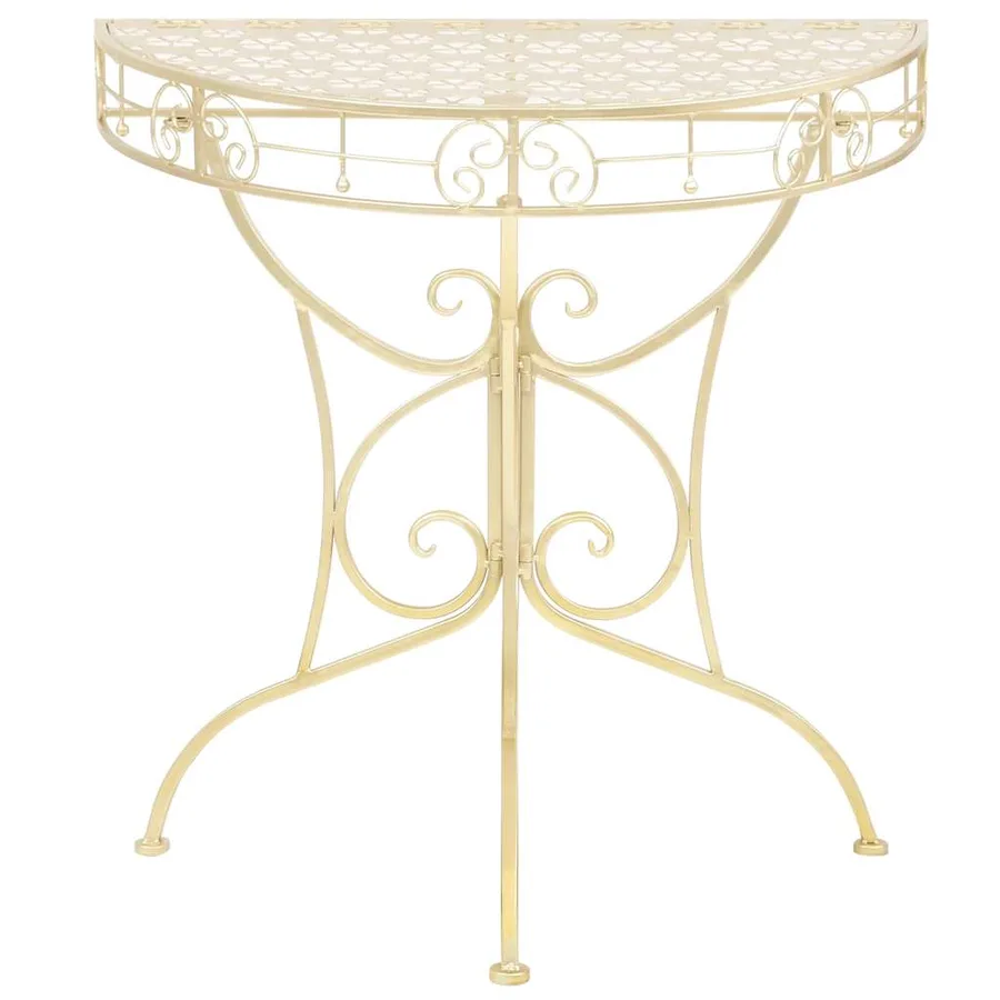 Table d'appoint Vintage Demi-ronde Métal 72x36x74 cm Doré - 2